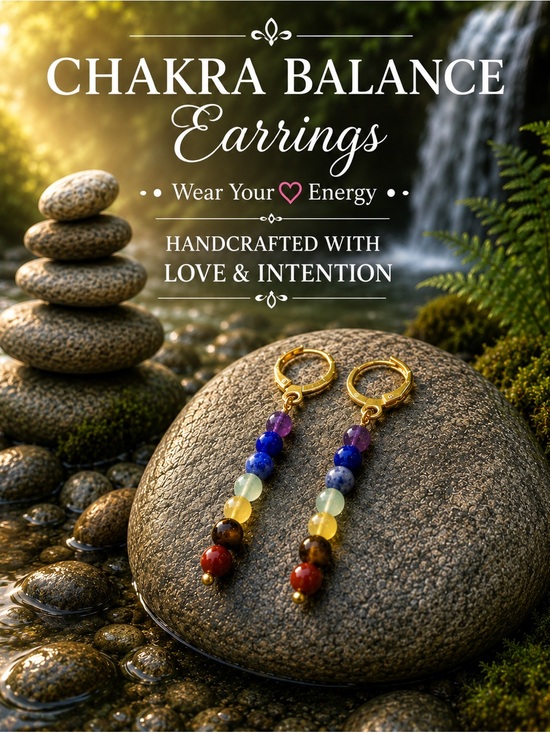Artisan Jewelry - Chakra Crystals Gemstone Dangling Earrings Artisan Designed